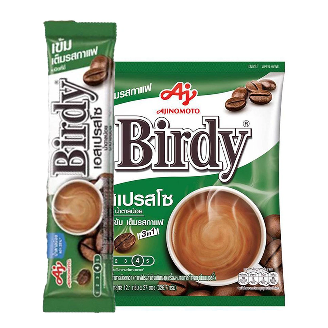 BIRDY Instant Coffee 3in1 Espresso Less Sugar 12.1 g 27 sachets
