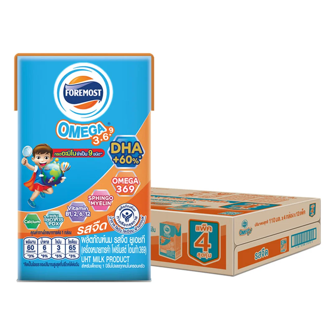 FOREMOST Omega UHT Milk Plain 110 ml x 48