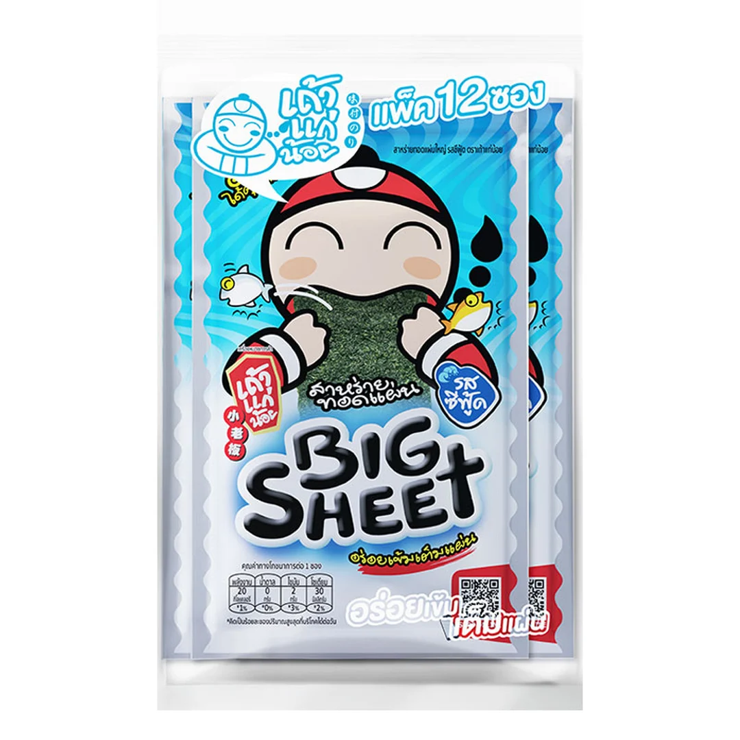 TAOKAENOI Big Sheet Seaweed Seafood Flavour 3.2 g x 12